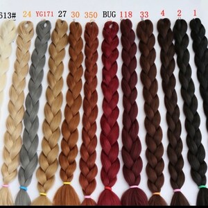 May include: A selection of 12 braids in various colours, including blonde, brown, red, black, and grey. The braids are labelled with numbers from 1 to 350, and the text "613#", "24", "YG171", "27", "30", "BUG", "118", "33", "4", "2", and "1".