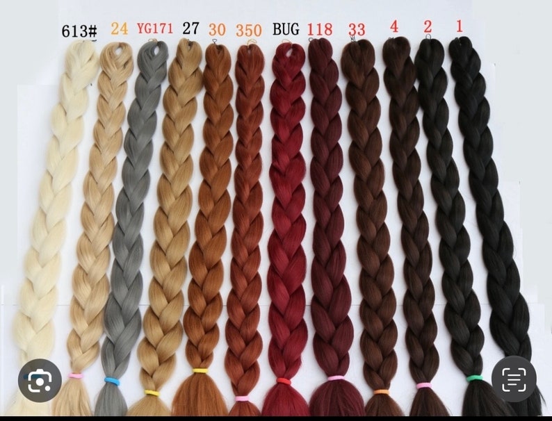 May include: A selection of 12 braids in various colours, including blonde, brown, red, black, and grey. The braids are labelled with numbers from 1 to 350, and the text "613#", "24", "YG171", "27", "30", "BUG", "118", "33", "4", "2", and "1".