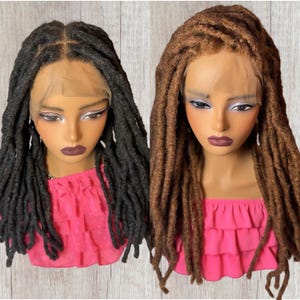 Unisex Full Lace Synthetic Dread Locs Wig - 18in Soft Texture, Color #30, Heat Resistant, Daily Wear Braided Lace Wig