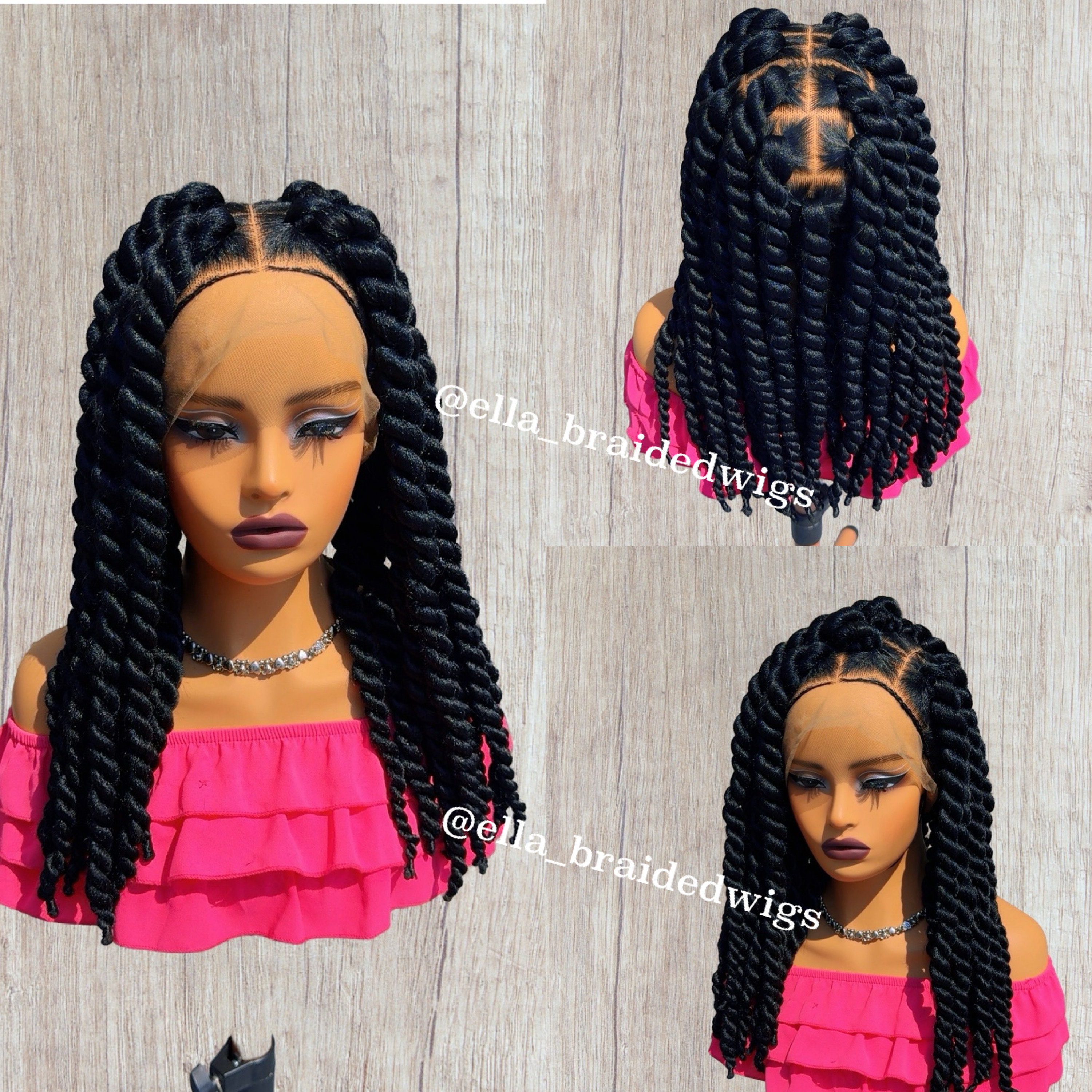 Braided wig for black women jumbo twists with burnt end Senegalese twists wig
