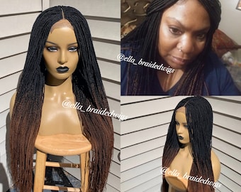 Ombré micro box braids braided wigs for black women