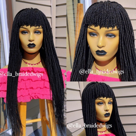 Braided wigs fring box braids wig Amazon.com : QUISDUIS 36 Inch Full Lace Braided Wigs for  main image 4