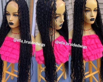 Pelucas trenzadas de cabello humano bohemio sin nudos para mujeres negras