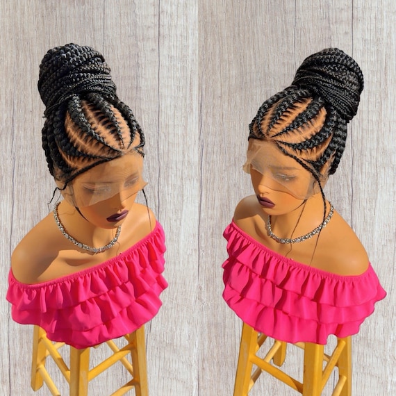 Updo Full Lace Wig Braided Wigs for Black Women - Etsy Israel display picture 2