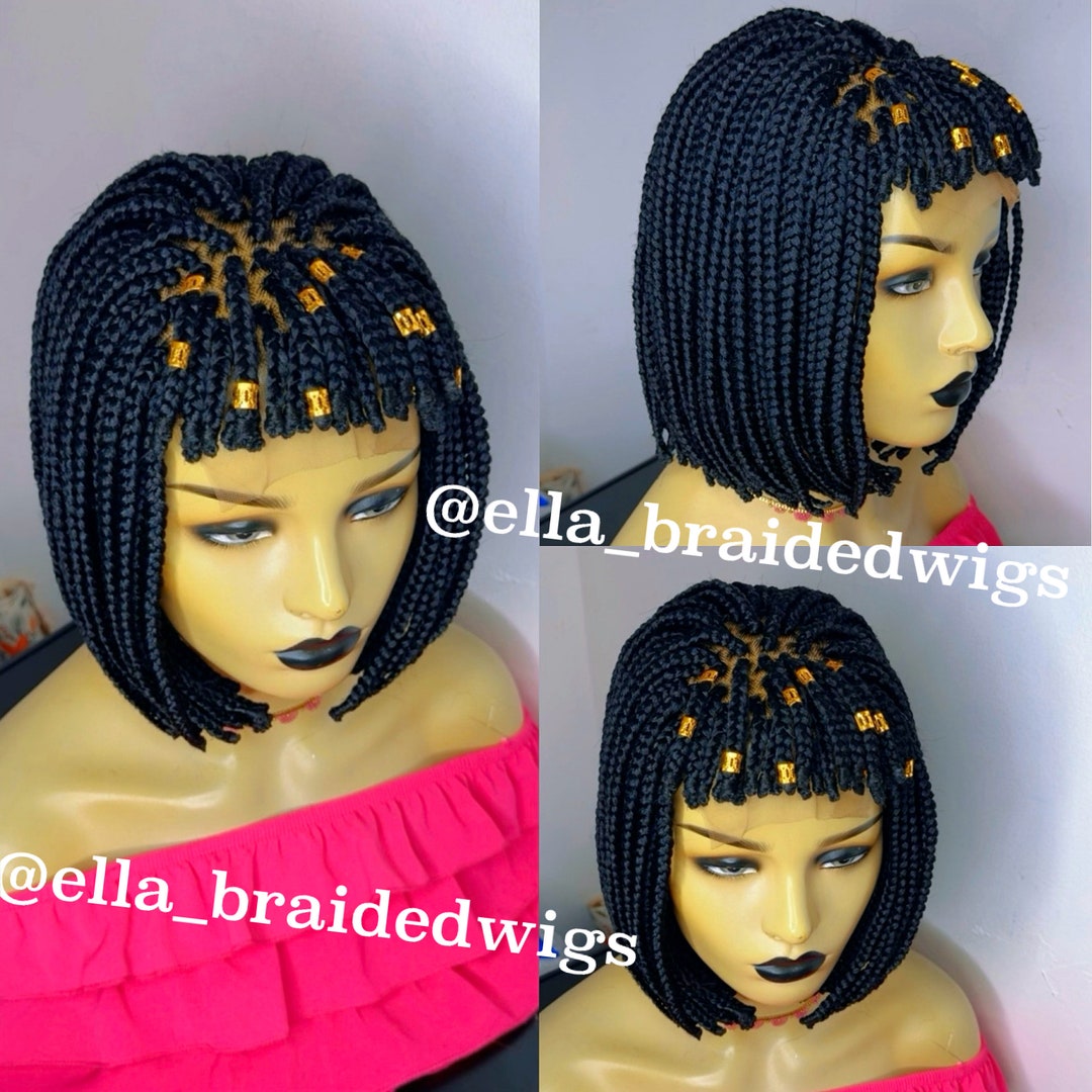 Ready to ship Fring box braids wig Kelly- Long Box braids wig with bangs – Goldiluxe Place main image 3