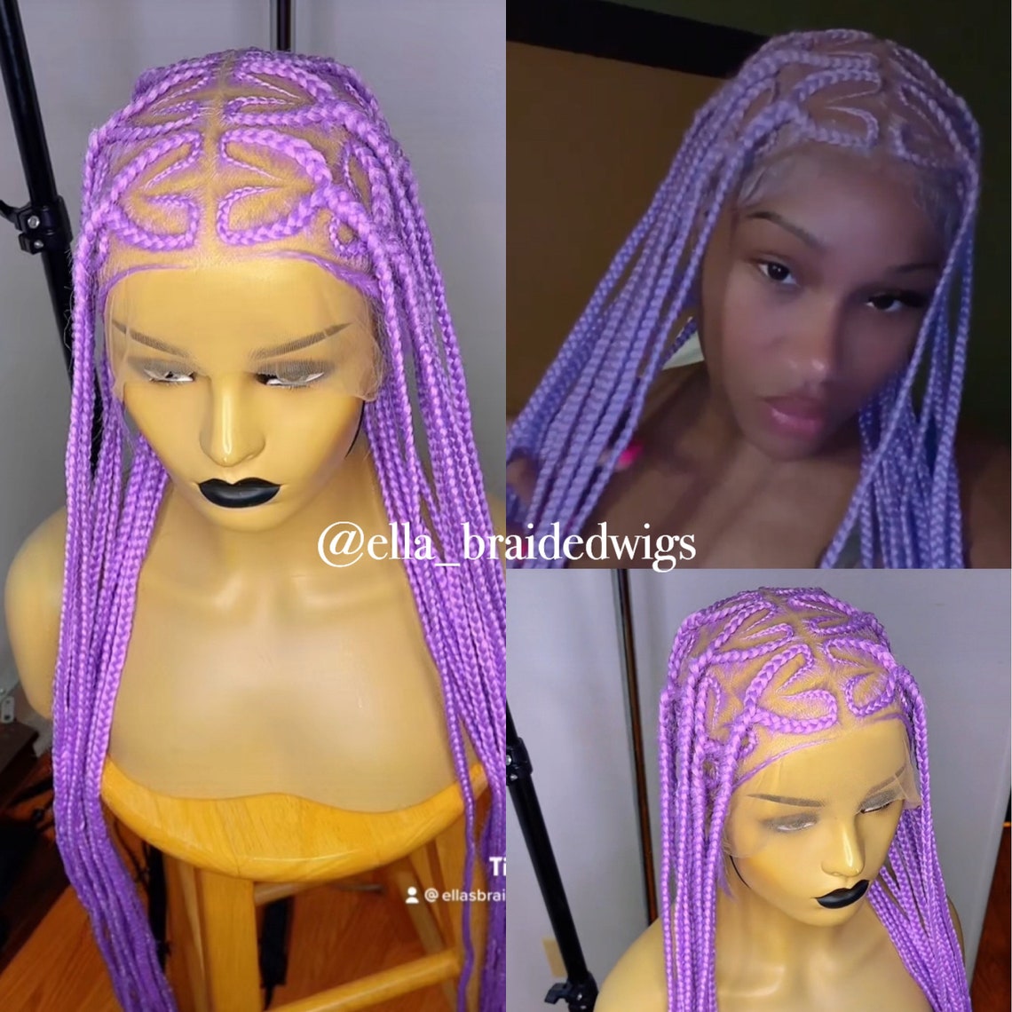 Heart Conrow Full Lace Wig Box Braids Wig Faux Locs Senegalese Etsy