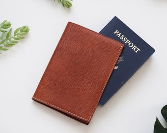 Minerva Passport Cover  // Leather Passport Cover // Cognac Passport Cover