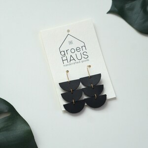 Maya Earrings // Geometric Leather Half Moon Dangle Earrings // Ombre Leather Earrings