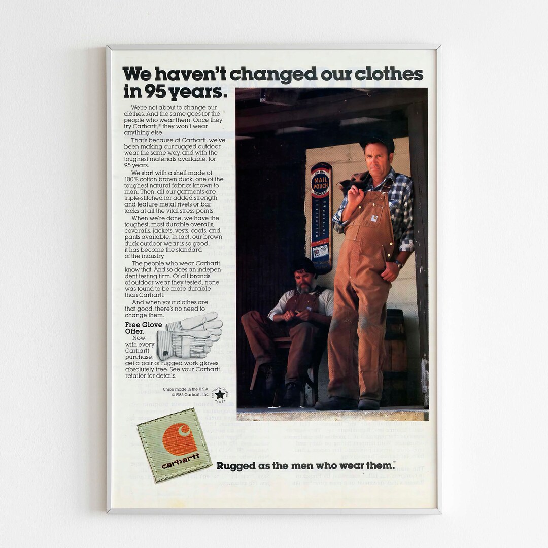 Carhartt Advertising Poster 80s Style USA Work Wear Print Etsy