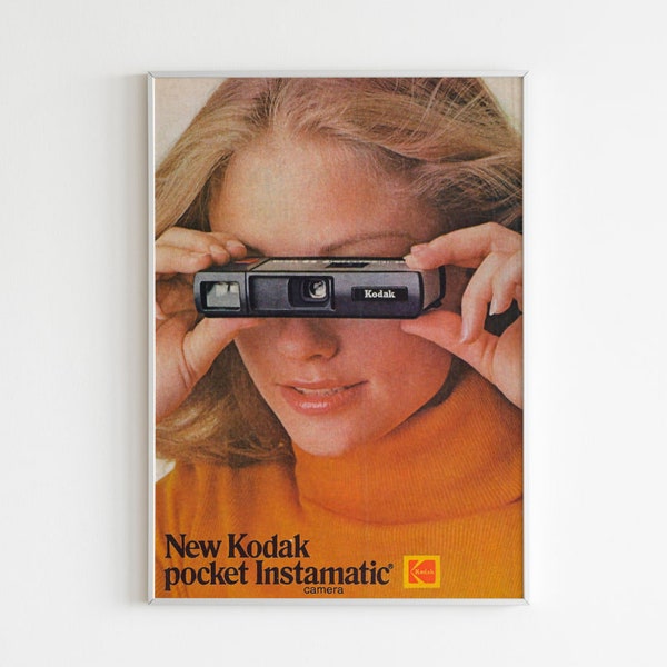Affiche publicitaire Kodak, impression de style années 90, art mural publicitaire, publicité design vintage, affiche rétro de publicité de magazine