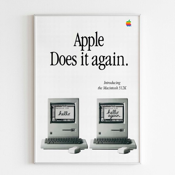 Apple「Does It Again」Macintosh 512K 広告ポスター、90 年代の