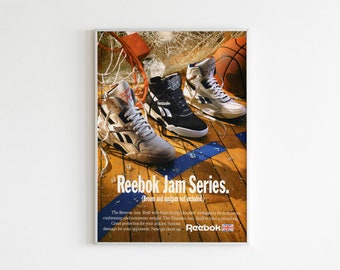 Cartel publicitario de la serie Reebok Jam impresion de zapatos estilo anos 90 arte de pared de anuncios de baloncesto vintage anuncio retro de revista Etsy Espana