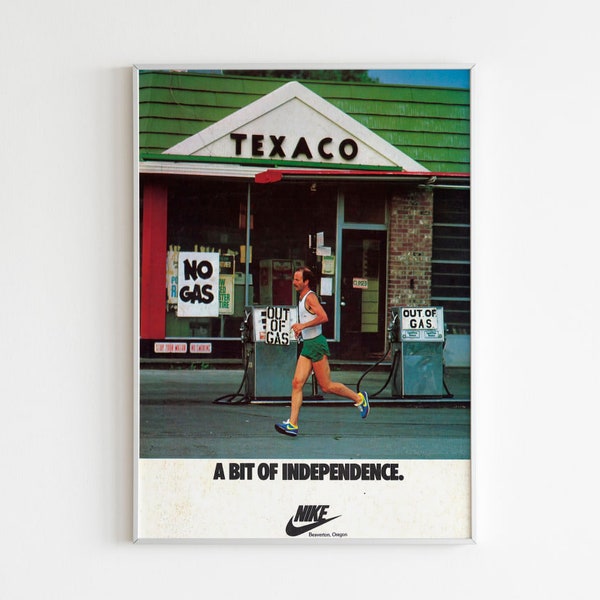 Nike "A Bit Of Independence" Advertising Poster, 90s Style Shoes Print, Vintage Running Ad Wall Art, Magazine Retro Advertisement