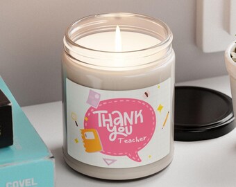 Thank You Teacher - Teacher Appreciation Gift - Scented Soy Candle, 9oz