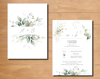 Eucalyptus Greenery Boho Wedding Invitation