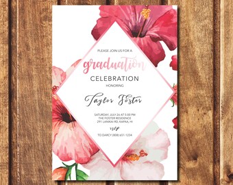 Hibiscus Graduation Invitation