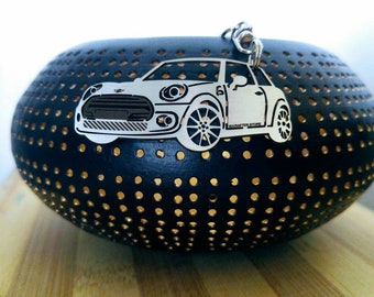 Car Keychain Mini Cooper, metal keyring, Driver gift, Stainless steel laser cut accessory