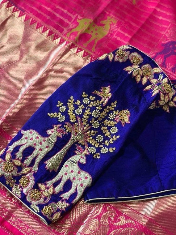 Aari Embroidery Sari Blouse | Etsy India