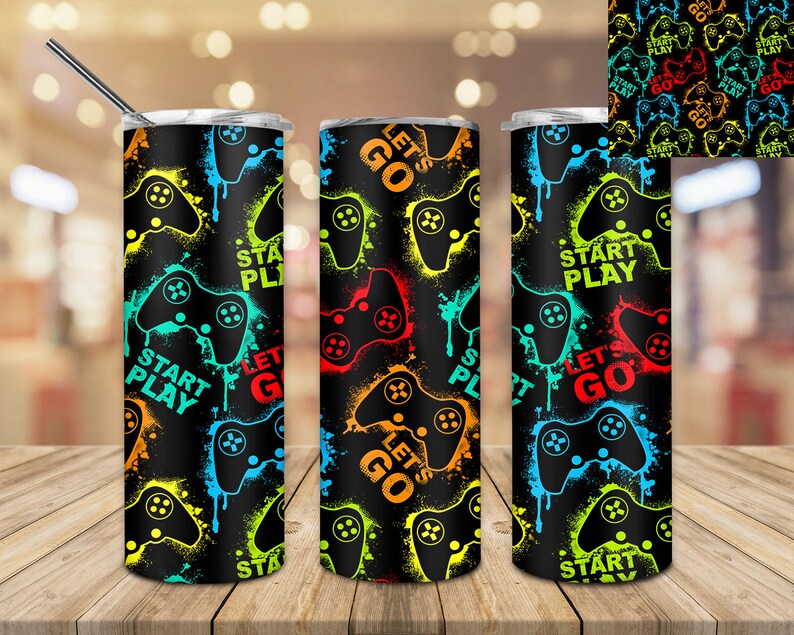 Gamer Tumbler Wrap Gaming Tumbler PNG Computer Game Tumbler Etsy