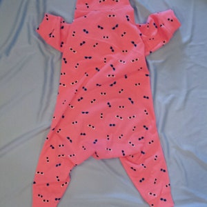 Coral Color With Blue, White And Black Sunglasses (Thin) Cotton Blend Jammies/PJ&#39;s/One Piece. Choose Your Trim Color. Custom Sizing Offered