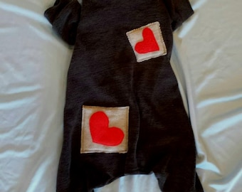Super Soft Fleece Jammie/Pjs/One Piece. With Hand Sewn Heart Patch. Several Great Colors To Choose From. Custom Sizing Available