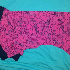 Hot Pink With Navy Blue Bubble Gum Print. Thin And Comfy Cotton Pjs/One Piece/Jammies Choose From Jammie&#39;s Or Ruffle Shirt