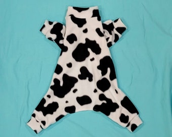 Cute Cow Print Black And White Lightweight Fleece. Available With  Several Trim Options. Custom Sizing Available