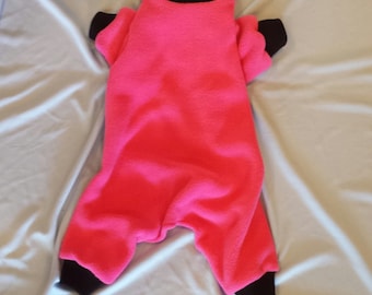 Dark Pink Fleece With Black Cuffs And Collar Jammies/PJ's/Onesie