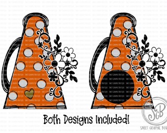 Orange Polka Dot Megaphone Sublimation, Megaphone Sublimation, Cheerleader, Instant Download, Printable Design, Sublimation Design