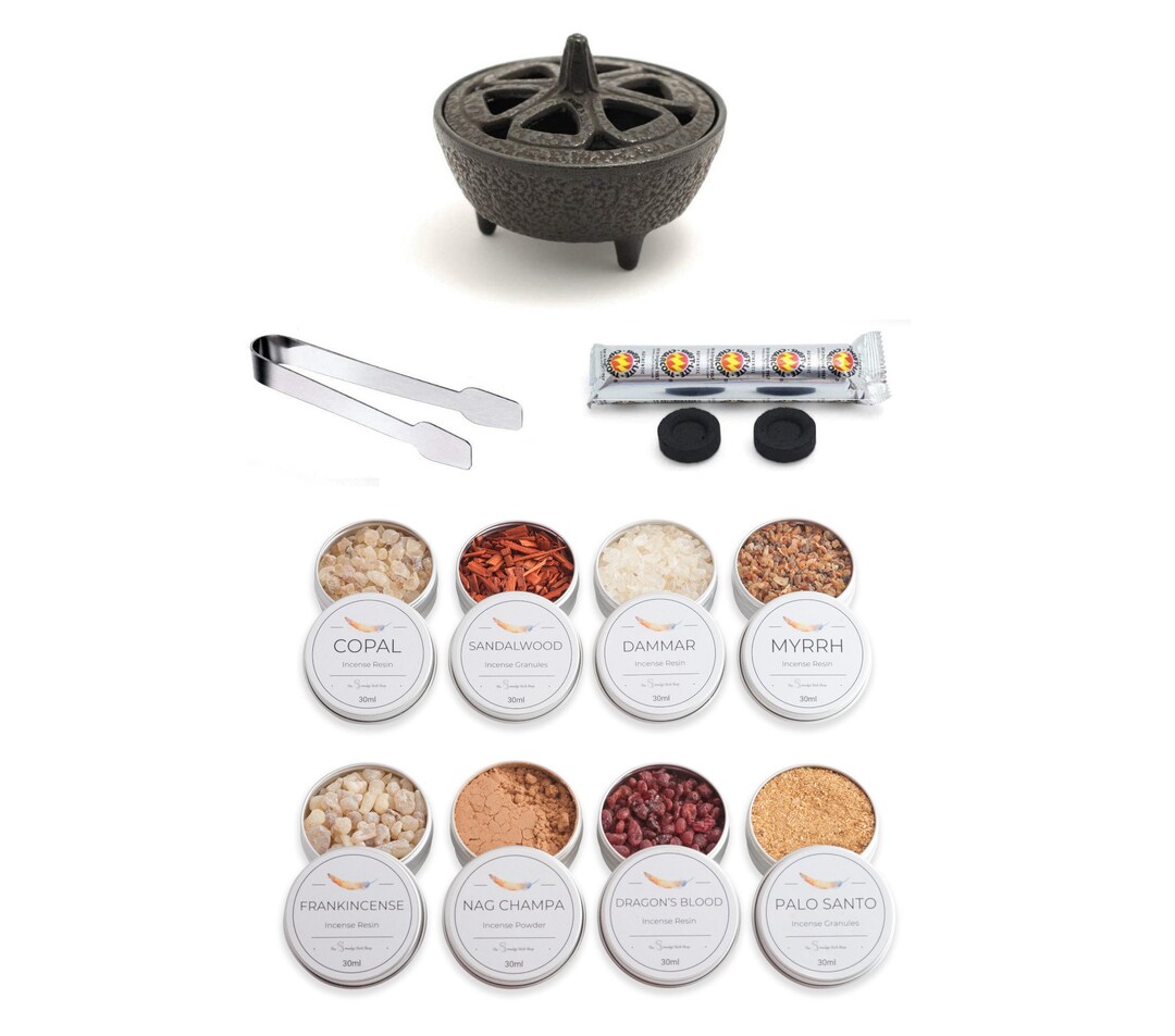 Cast Iron Incense Burner Kit With Incense Collection Frankincense Myrrh