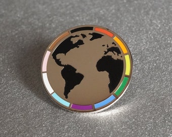 World Pride Enamel Pin: Philadelphia Pride Colors, Globe Design