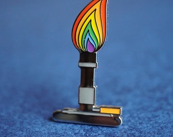 Rainbow Bunsen, LGBTQ pride flag science pin