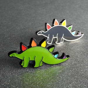 Stegosaurus Dinosaur Rainbow Pride Pin Badge LGBTQ
