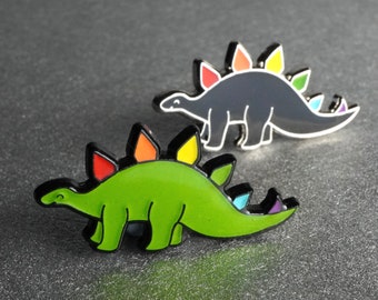 Stegosaurus Dinosaur Rainbow Pride Pin Badge LGBTQ