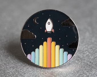 Rocket Rainbow space science pin