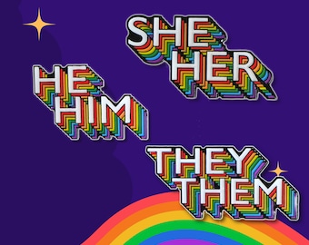 Rainbow Pronoun Pins