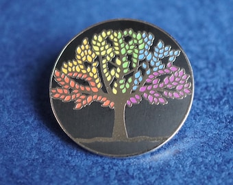 Tree rainbow, LGBTQ pride flag science nature pin