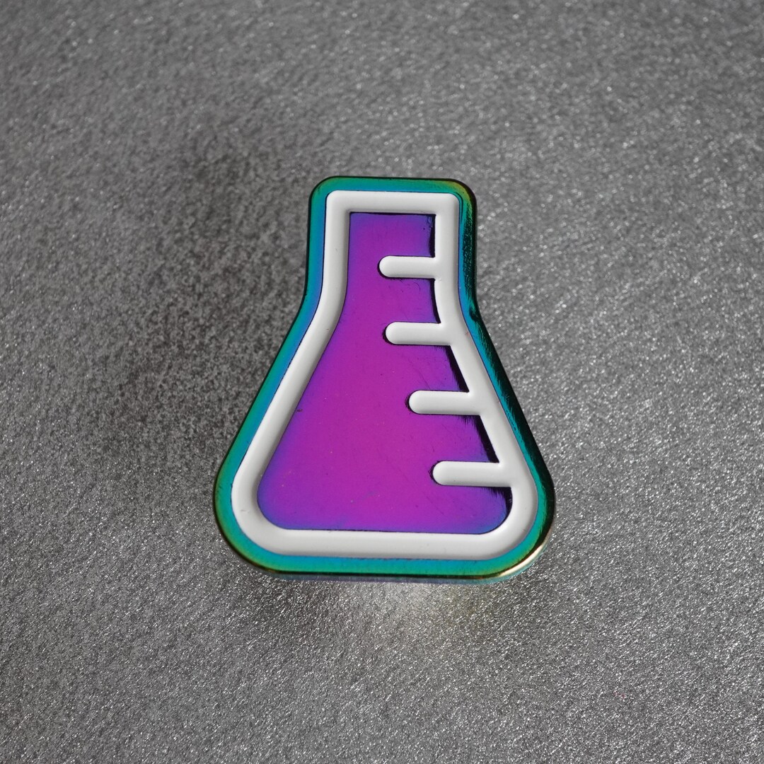 Rainbow Conical Flask Pin Badge - Etsy