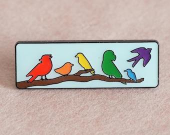 Pride Birds Enamel Pin | Rainbow Cardinal, Robin, Canary, Parakeet, Swallow Badge