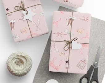 Bridal Shower Gift Wrap, Pink Wedding Packaging, Fine Art Paper, Matte or Glossy Finish