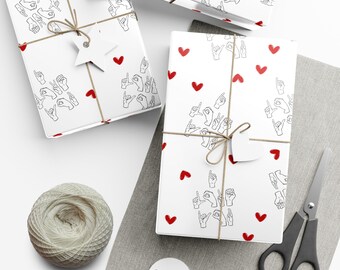 ASL I Love You Wrapping Paper: Black & White Gift Wrap