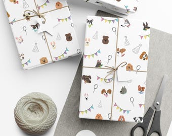 Puppy Party Gift Wrap, Dog Lover Wrapping Paper
