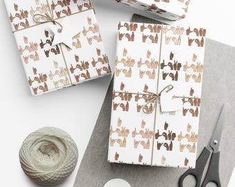 ASL I Love You Pattern Wrapping Paper: Skin Tones Gift Wrap