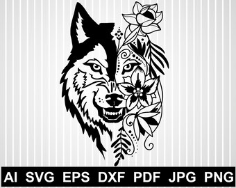 Download Wolf Mandala Svg Etsy