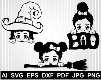 Halloween Peek A Boo Svg Bundle Black Woman Svg Free Boo Etsy