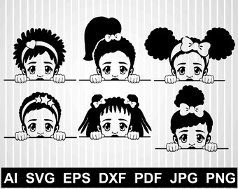 Peek A Boo Svg Bundle Afro Girl Vector African American Svg Etsy