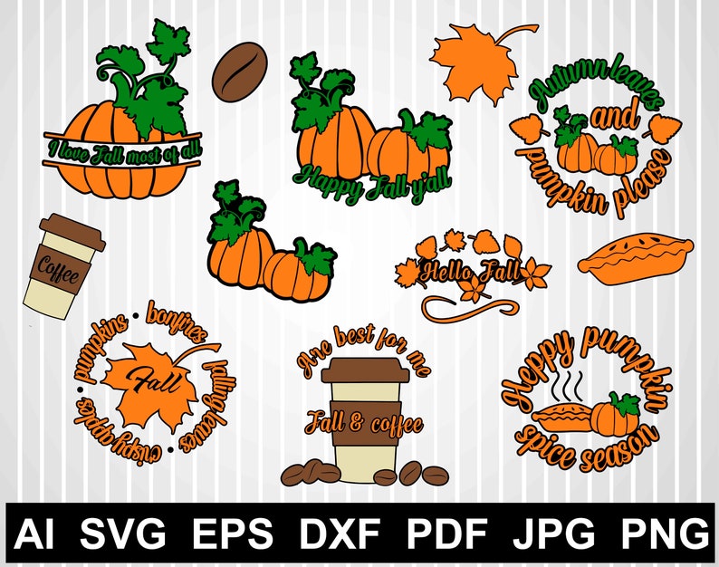 Download Clip Art Art Collectibles Hello Fall Svg Files For Cricut Happy Fall Clipart Pumpkin Svg Free Fall Sign Vector Design Fall Png Autumn Silhouette Coffee Svg Bundle