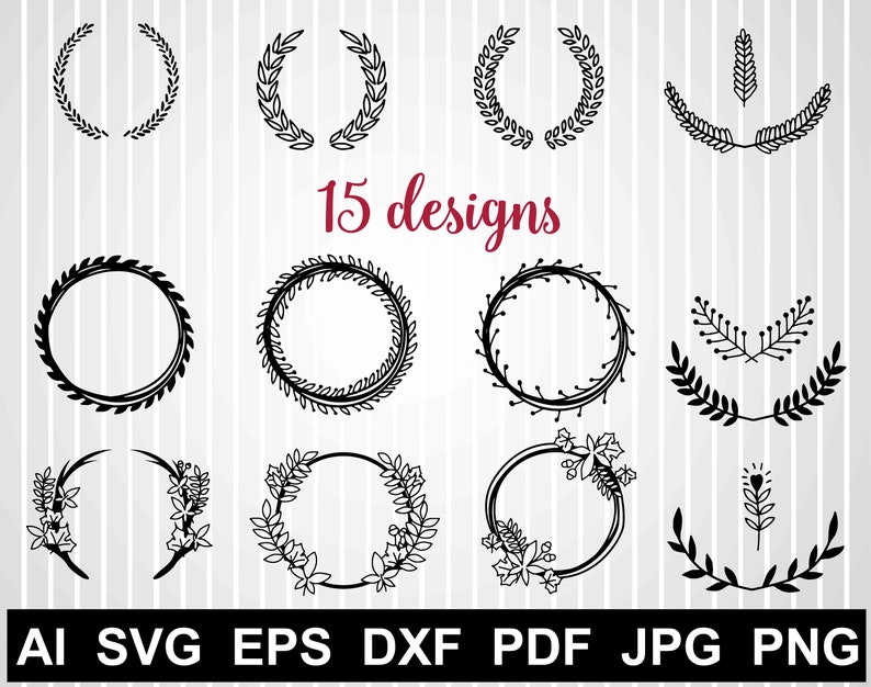 Download Laurel wreath monogram frame svg Floral Wreath png Leaf | Etsy