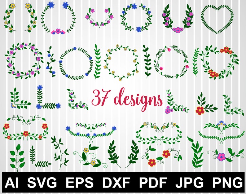 Download Art Collectibles Clip Art Hand Drawn Laurel Wreath Svg File For Cricut Monogram Floral Wreath Silhouette Wedding Circle Frame Clipart Leaves Frame Png Svg Bundle Leaf