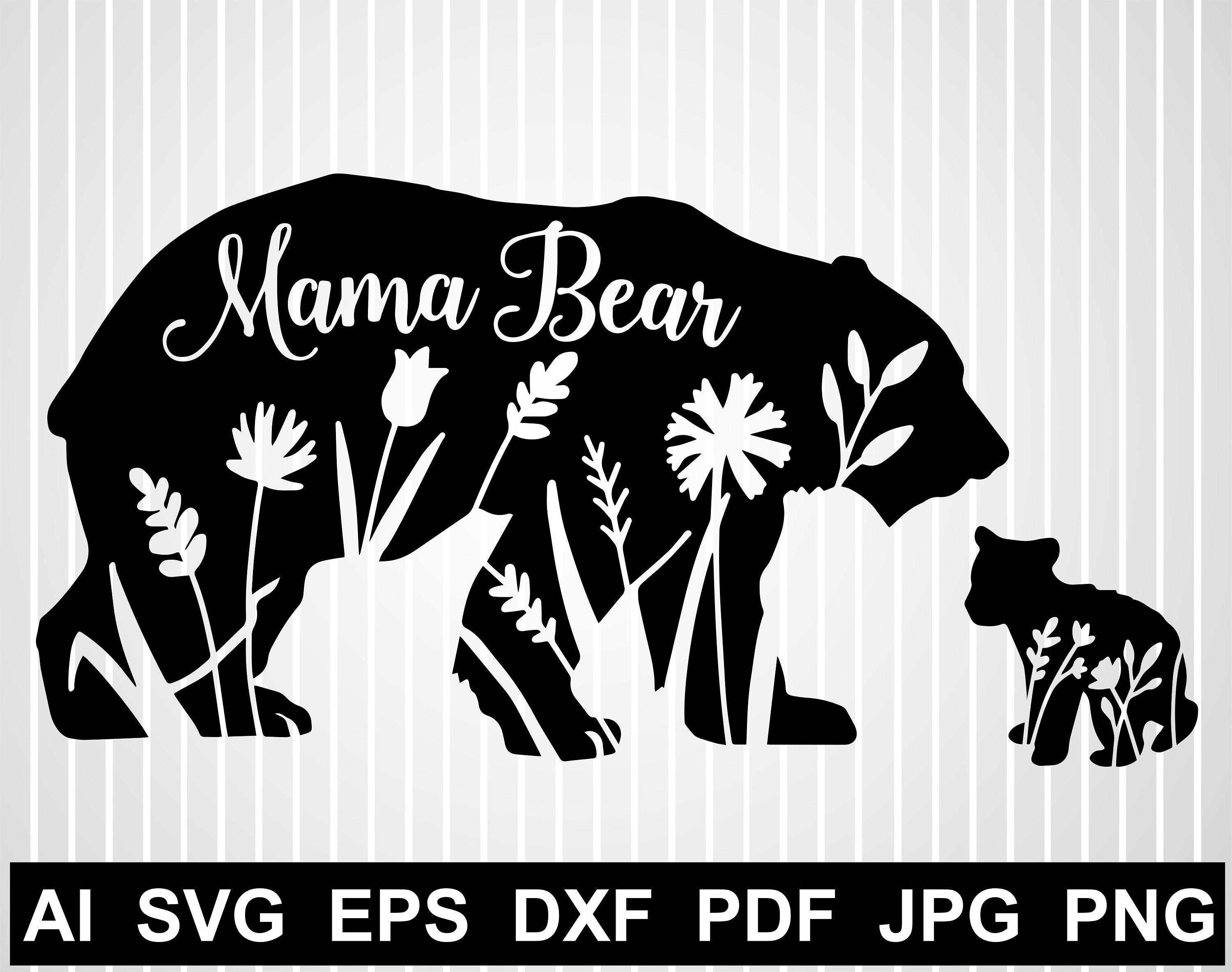 Mama Bear svg cuts file for cricut Family bear silhouette | Etsy